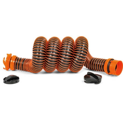 Camco RhinoEXTREME 20ft RV Sewer Hose Kit Swivel Translucent Elbow with 4-in-1 Dump Station Fitting-Crush Resistant-Storage Caps Included 21012