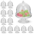 thumbnail image 1 of Mini soporte para pasteles y magdalenas, soporte de plástico para dulces, caja de macarrón con cubierta de cúpula para cumpleaños, boda y Halloween, 12 Uds., 1 of 5