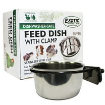 Exotic Nutrition Stainless Steel Cup w Holder ( 5 oz.) - Durable Metal Mountable Food & Water Dish - Sugar Gliders, Hedgehogs, Chinchillas, Rats, Ferrets, Guinea Pigs, Ra