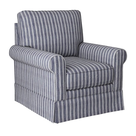 Ebello 30" Swivel Accent Chair, Wide Bohemian Cotton Blend Vertical Arm Accent Chairs for Adults, Blue