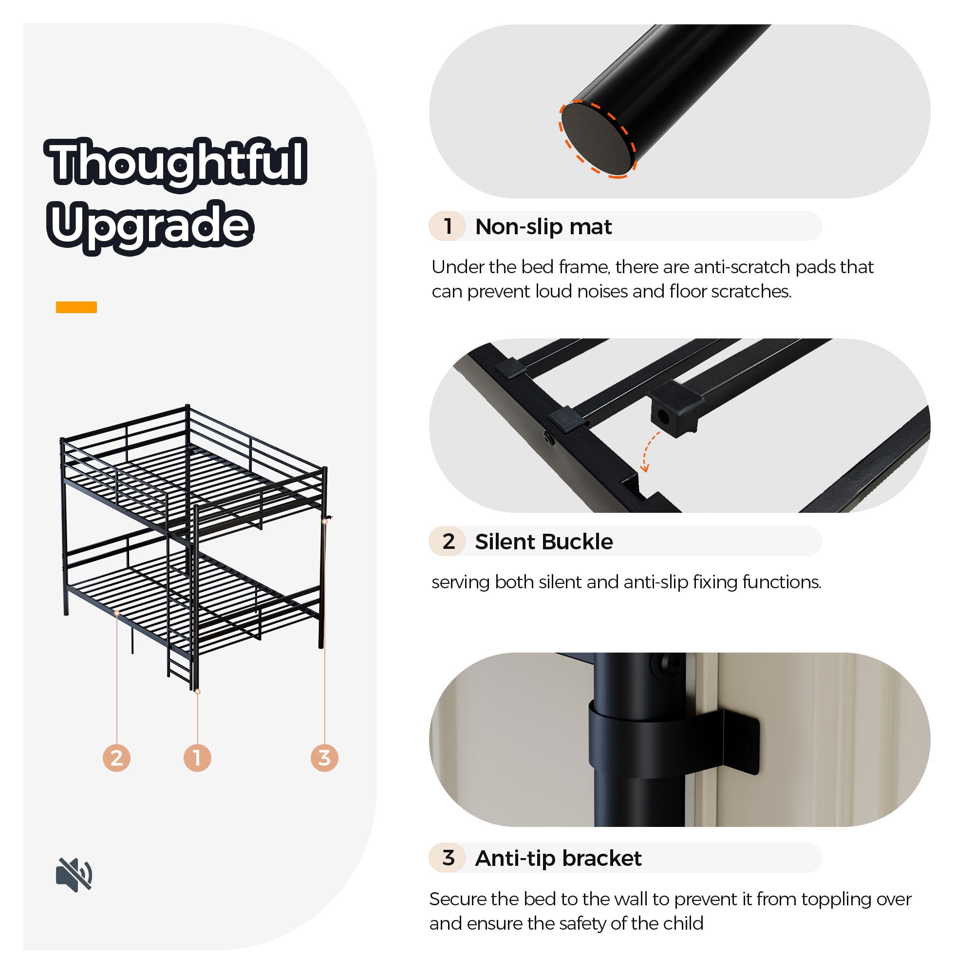MAYEERTY Full Over Full Metal Bunk Bed for Kids Teens Adults, Heavy Duty 990 lbs Capacity, Separable into Two Full Size Beds, No Box Spring Needed