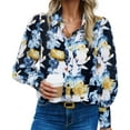 thumbnail image 7 of EFINNY Womens Lapel Floral Printed Shirt Long Sleeve Button Down Shirt, 7 of 7