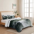 thumbnail image 5 of Quilts Full Size Bedding Set, Green Black Mountain Lightweight Quilted Comforter, Forest Pine Trees Abstract Art Soft Reversible Bedspread Coverlet with Pillow Covers for All Season, 78" x 90", 5 of 9