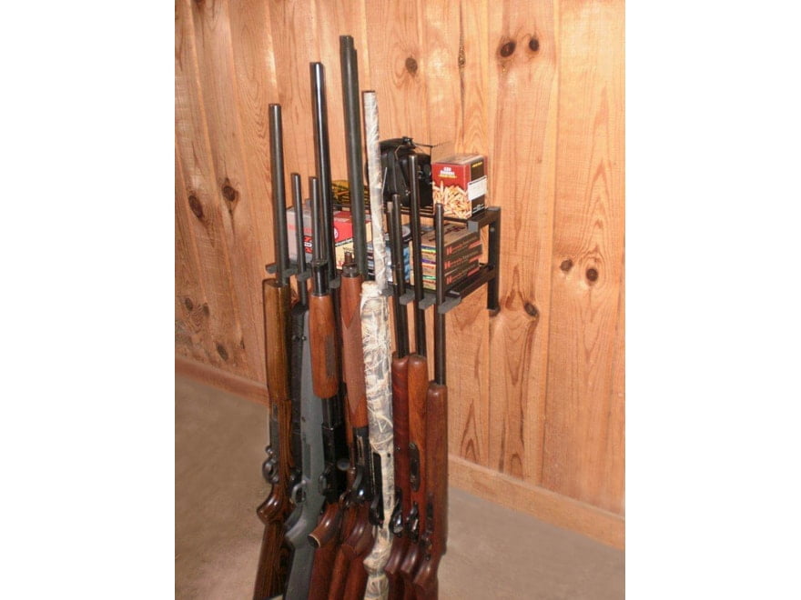 HySkore 10 Gun Rack and Shelf Unit Metal Frame with Foam Padding Black Frame