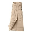 thumbnail image 6 of Lindreshi Puffer Vest for Women Clearance Fashion Women Pocket Coat Long Jacket Winter Sleeveless Down Cotton Waistcoat, 6 of 6