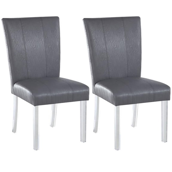 Milan Mckinley Flare-Back Steel/PU Parson Side Chair in Gray (Set of 2)