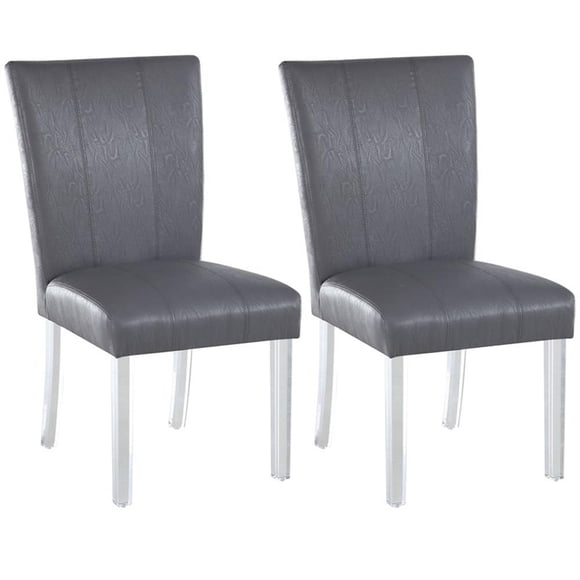 Milan Chaise Latérale Parsons Mckinley à Dossier Évasé en Acier/PU, Gris (Ensemble de 2)