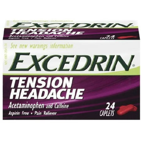 Excedrin Tension Headache Caplets, 24 ea (Pack of 4)