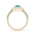 thumbnail image 2 of ANGARA Natural Pear-Shaped Emerald Two Tone Ring with Double Halo in 14K Rose & White Gold for Women (Size-7x5mm) | May Birthstone, Anniversary, Jewelry Gift for Women | Natural Emerald Ring, 2 of 9