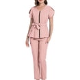 thumbnail image 3 of Nursing Scrubs Sets Accessories Nurse Tops Pants Set for Female Workers SPA XS Size Light Pink, 3 of 8