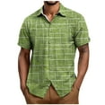thumbnail image 2 of Yiliang T Shirt for Men Men's Short Sleeve Plaid Button Down T Shirt Casual Summer Beachwear Top, 2 of 5
