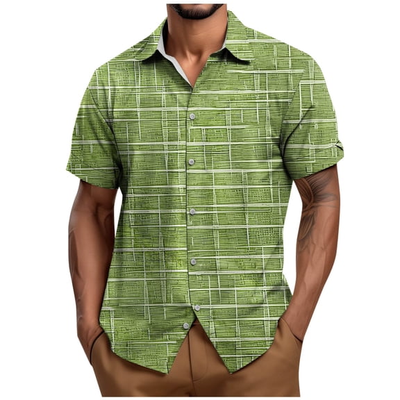 Men's Hawaiian Shirt Short Sleeve Floral Button Down Shirts Tropical Holiday Beach Shirts Green XXL