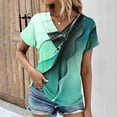 thumbnail image 2 of JURANMO Women's V Neck T Shirts 2024 Summer Fashion Graphic Tees Short Sleeve Casual Going Out Shirts Mid Length Tunics Lightning Deals Green M, 2 of 6
