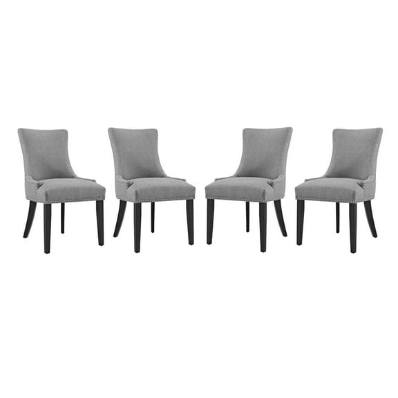 Modway Marquis 20.5" Rubberwood and Fabric Dining Chair in Light Gray (Set of 4)