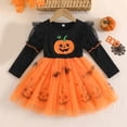 thumbnail image 2 of OJSFQUFP Girls Skirt Halloween Girl Dress Pumpkin Print Long Sleeve Sweet Performance Puff Dress, 2 of 8
