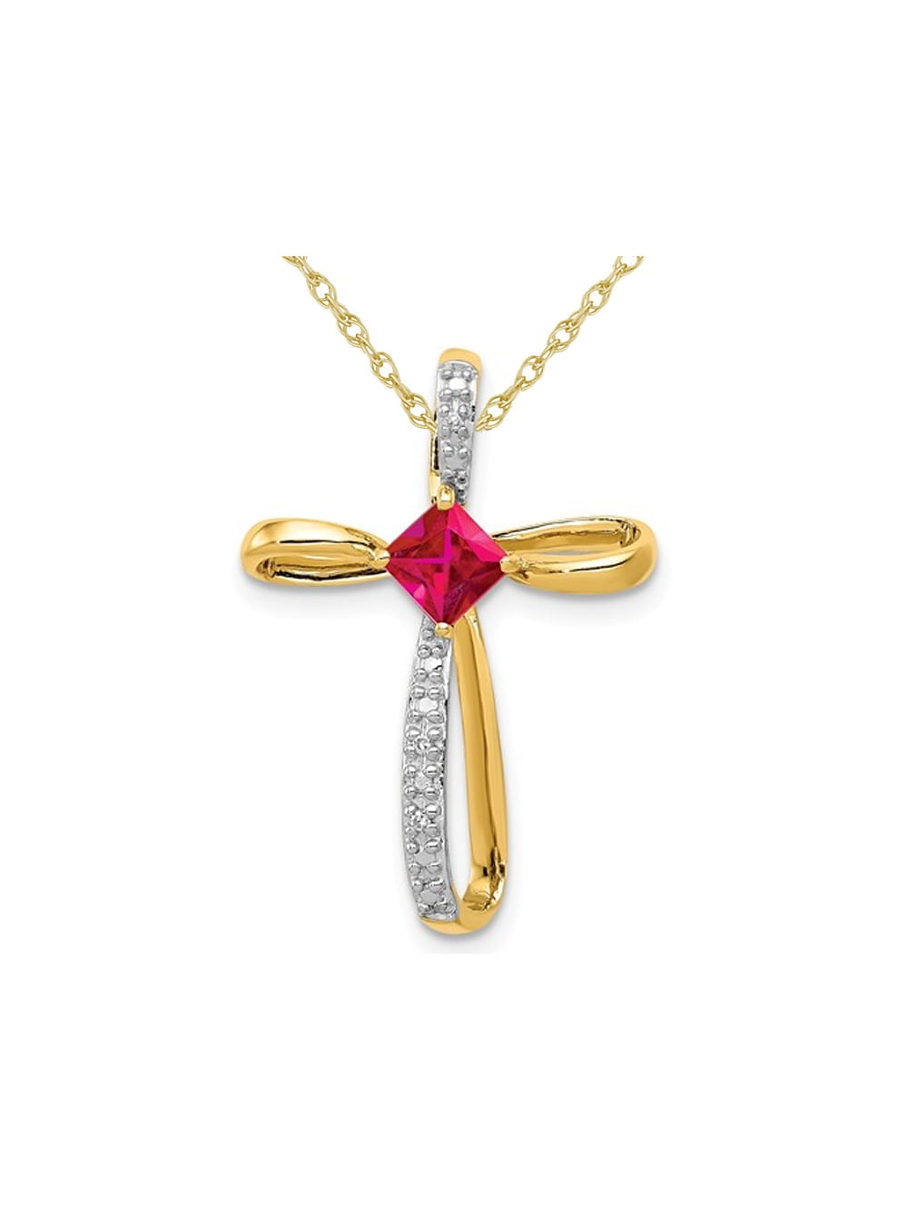 Gem And Harmony - 2/5 Carat (Ctw) Lab Created Ruby Cross Pendant