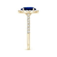 thumbnail image 4 of ANGARA Lab Grown 2 Ct Sapphire Halo Ring with Lab Diamond Accents for Women in 14K Yellow Gold (Size-9x7mm) | September Birthstone, Anniversary, Jewelry Gift for Women | Lab-Grown Blue Sapphire Ring, 4 of 8