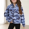 thumbnail image 2 of ZACPNCV Half Zip Crop Sweatshirt for Girls Long Sleeve Pulr Tops Kids Lightweight Fleece Winter Clothes Blue 5-6 Years, 2 of 6