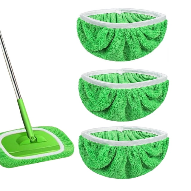Dsseng 3 Packs Reusable Mop Pads Compatible with Swiffer Sweeper Mop Wet and Dry Flat mop Cover Washable Swiffer Pads for Surface/Hardwood Floor Cleaning (Mop is Not Included)