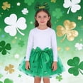 thumbnail image 4 of CPNG St. Patrick's Day Costume Set Green Tulle Skirt & Glitter Bow Headband Set - Party Costume, Dance Performance Outfit(Black,5-7 Years), 4 of 4