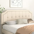 thumbnail image 4 of VECELO Full Upholstered Platform Bed Frame with Height Adjustable Tufted Button Headboard, Strong Wood Slat Support, Full, No Box Spring Needed, Beige, 4 of 10