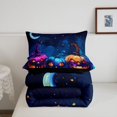 thumbnail image 5 of Feelyou Halloween Pumpkin Moon Full Size Comforter Sets, Boho Star Sky Bedding Comforter Set, Purple Blue, Black Reversible, 3pcs, 1 Comforter and 2 Pillowcases, 5 of 7