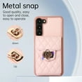 thumbnail image 4 of ELEHOLD Multi-Functional Wallet Case for Samsung Galaxy S23 Organ Card Holders Argyle Pattern PU Leather Metal Snap with Crossbody Strap Shockproof Elegant Purse Case for Galaxy S23,Pink, 4 of 8