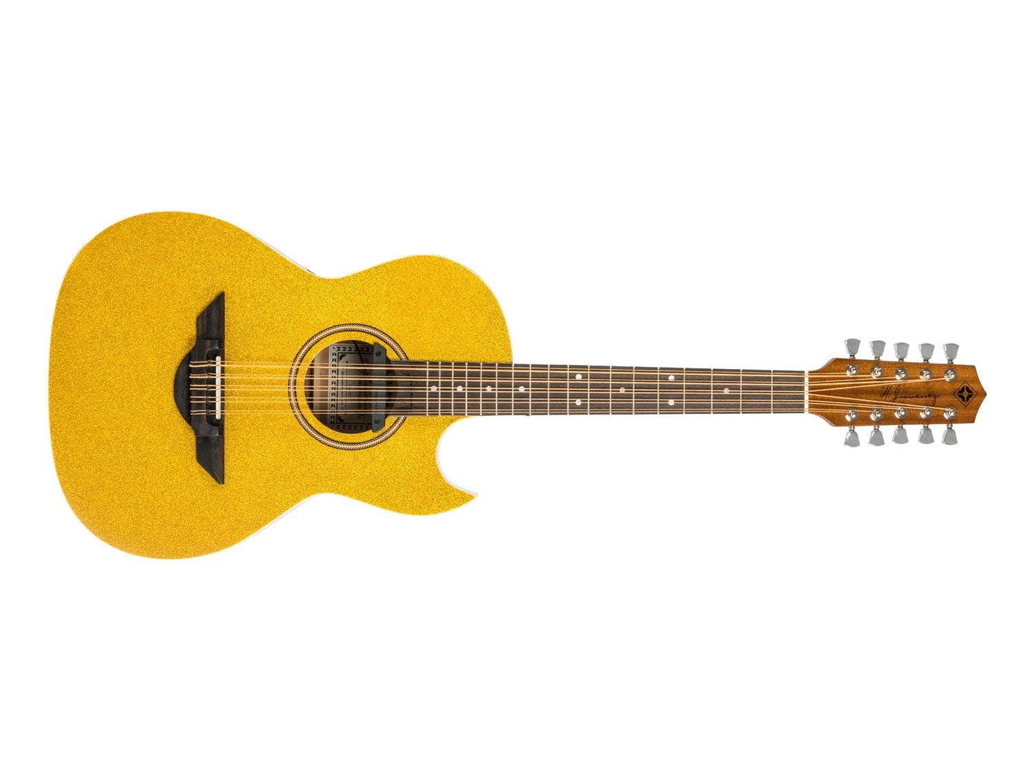 H. Jimenez LBQ1E El Estandar Metal Flake Top Acoustic-Electric Bajo Quinto Gold Sparkle