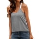 thumbnail image 3 of Top sin mangas con cuello redondo, camiseta sin mangas para mujer, transpirable, cómodo, diseño suelto, tirantes de encaje para vacaciones en la playa, 3 of 6