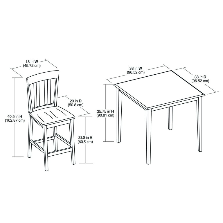 Mainstays 5 Piece Mission Style Counter Height Dining Set Black Color for Indoor Walmart