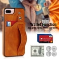 thumbnail image 3 of Dteck for iPhone 7 Plus / 8 Plus Slim Case, Shockproof Premium PU Leather Soft TPU Business Cover with Wrist Strap Kickstand Flip Stand Protection Case, khaki, 3 of 7