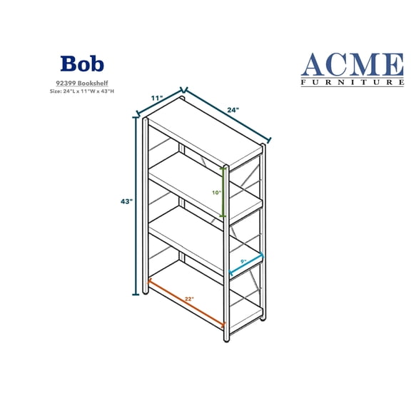 Bob Bookshelf in Weathered Oak & Black 92399