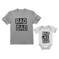 thumbnail image 1 of Rad Dad - Rad Like Dad Father Shirt & Son Bodysuit Funny Dad & Me Matching Set Dad Gray XXX-Large / Son gray/white 18M (12-18M), 1 of 7