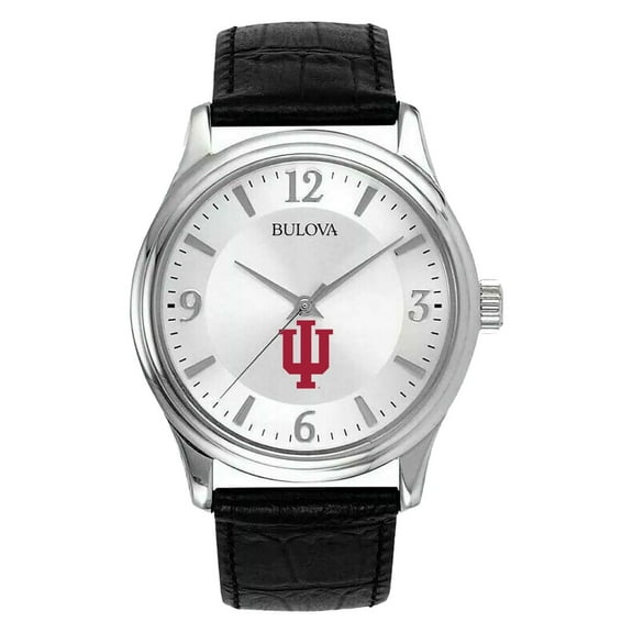 Men's Silver Indiana Hoosiers Leather Watch