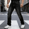 thumbnail image 3 of Men's Black Washed Straight Leg Stretch Jeans: Contrast Stitch Denim | Comfort Flex Fabric, Standard (30-40) & Big & Tall (1XL-6XL) Sizing, 3 of 7