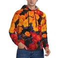 thumbnail image 2 of Wukai Marigold Flowers In Different Colors Print Men Hoodies Fleece Sweatshirts Long Sleeve Sweaters Pullover Fall Outfits Winter Clothes-3X-Large, 2 of 7