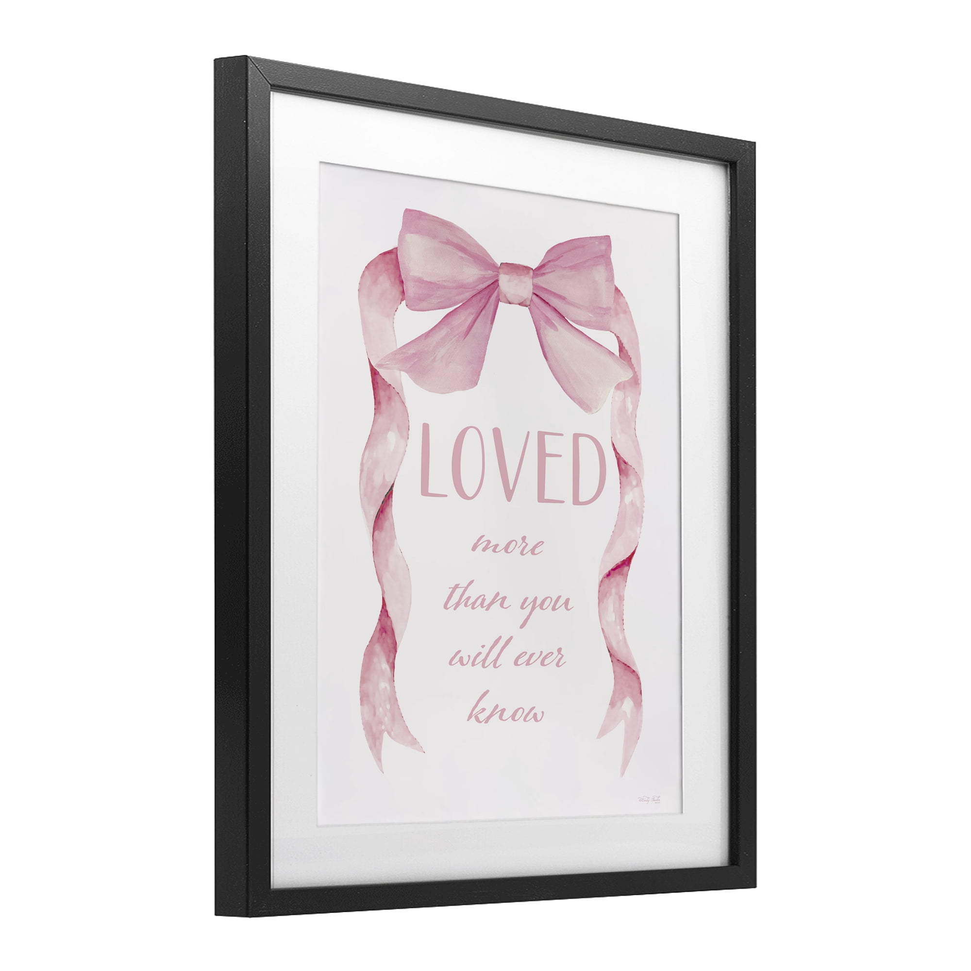 Stupell Industries Loved More Sentiment Pink Ribbon Black Framed Print Under Glass, design by Cindy Jacobs