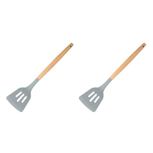 Toystoory Utensilios de cocina de silicona Mango de madera Antiadherente Lavable Reutilizable Utensilios de cocina Interior Casa Cocina Type4 NO4