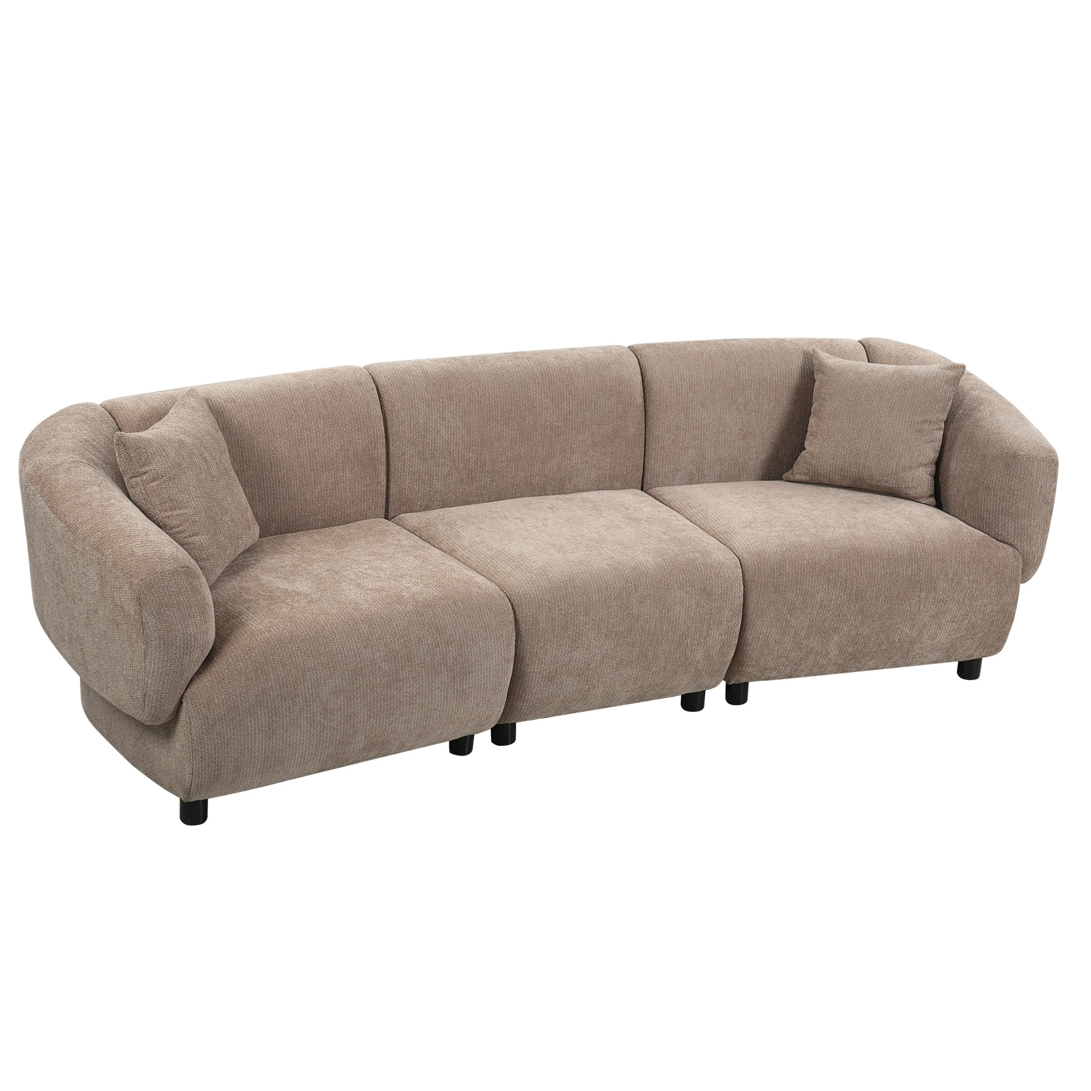 Christopher Knight Home 98.5" Curved Contemporary 3-Seat Sofa with Upholstered Plush Seating, Espresso