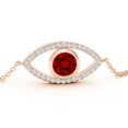 thumbnail image 2 of ANGARA Lab Grown Bezel-Set Ruby and Lab Diamond Evil Eye Bracelet for Women in 14K Rose Gold (Size-7mm) | July Birthstone, Birthday, Anniversary, Jewelry Gift for Women | Lab-Grown Ruby Bracelet, 2 of 7