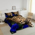thumbnail image 3 of Erosebridal Wild Cheetah Leopard Wildlife Comforter Sets Full Size, Navy Blue Rose Flower Comforters & Duvets, Reversible 3pcs, 3 of 7
