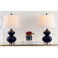 thumbnail image 2 of SAFAVIEH Eva 24 in. Navy Glass Table Lamp with Off-White Cotton Shade, Set of 2, 2 of 15
