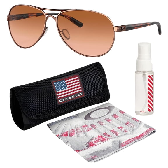 Oakley OO4079 Feedback Pilot Shaped Non-Polarized Sunglasses for Women - Includes Official Eyewear Kit - Rose Gold Frame with Brown Gradient Lens