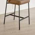 thumbnail image 6 of Spruce & Spring Modern Counter Bar Stool with Metal Arc Backrest and Upholstered Seat Set of 2, Saddle Brown with Black Legs, 6 of 16