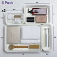 thumbnail image 5 of Decorative Plastic Desk Drawer Organizer Tray, White Smoke (Set of 5) Open Home Storage Bins Organizer Baskets, for Organizing Closet Shelves Drawer Shelf - Ribbed Collection, 5 of 7