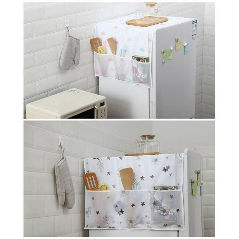 Dust-Proof Refrigerator Cover PEVA Washing Machine Top Protector with Side  Storage Bags Water and Oil Proofing Refrigerator Cover Towel Universal