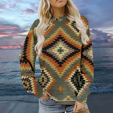 

Zedker Oversized Graphic Sweatshirt for Women Sweatshirts for Woman Women Autumn and Winter Casual Folk-Custom Printed Crew Neck Long Sleeve Pullover Blouse Sweatshirt Tops