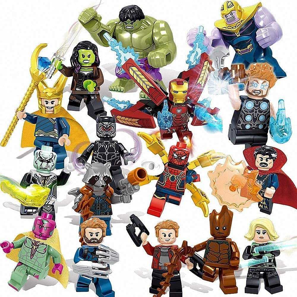 16 Pcs Superhero Splicing Action Figure Toy Set, 2 Inch Mini Stitching Figure Collectible Battle Building Kit, Gift for Children or Passionate and Nostalgic Adults