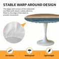 thumbnail image 2 of Elastic Fitted Round Tablecloth, Farmhouse Navy Blue Brown Waterproof Stretch Table Cover for 36"-44" Tables, Vintage Wooden Striped Washable Outdoor Tablecloths for Patio, Picnic, Camping, 2 of 9