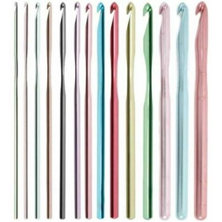 Susan Bates 5-1/2-Inch Silvalume Aluminum Crochet Hook, 4.5mm, Rose Multi-Colored